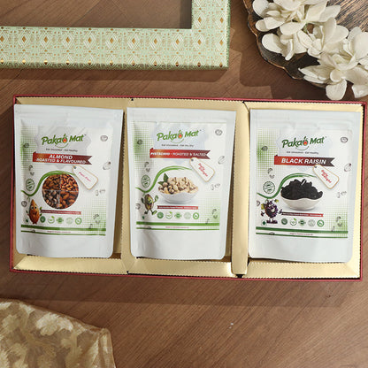 Roasted And Flavored Almond + Pistachio + Black Raisin ( 100 gm Each )